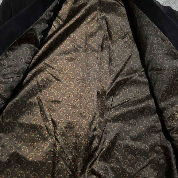 Chaps Black Corduroy Blazer Jacket 42R Paisley Lining Vintage Style - Picture 7 of 7